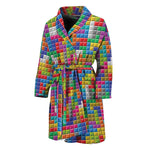 Colorful Brick Puzzle Game Pattern Print Men's Bathrobe