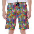 Colorful Brick Puzzle Game Pattern Print Men's Beach Shorts
