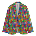 Colorful Brick Puzzle Game Pattern Print Men's Blazer