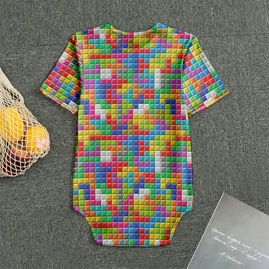 Colorful Brick Puzzle Game Pattern Print Men's Bodysuit