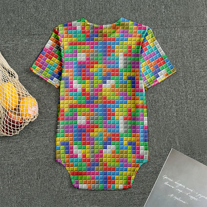 Colorful Brick Puzzle Game Pattern Print Men's Bodysuit