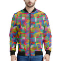 Colorful Brick Puzzle Game Pattern Print Men's Bomber Jacket