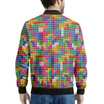 Colorful Brick Puzzle Game Pattern Print Men's Bomber Jacket