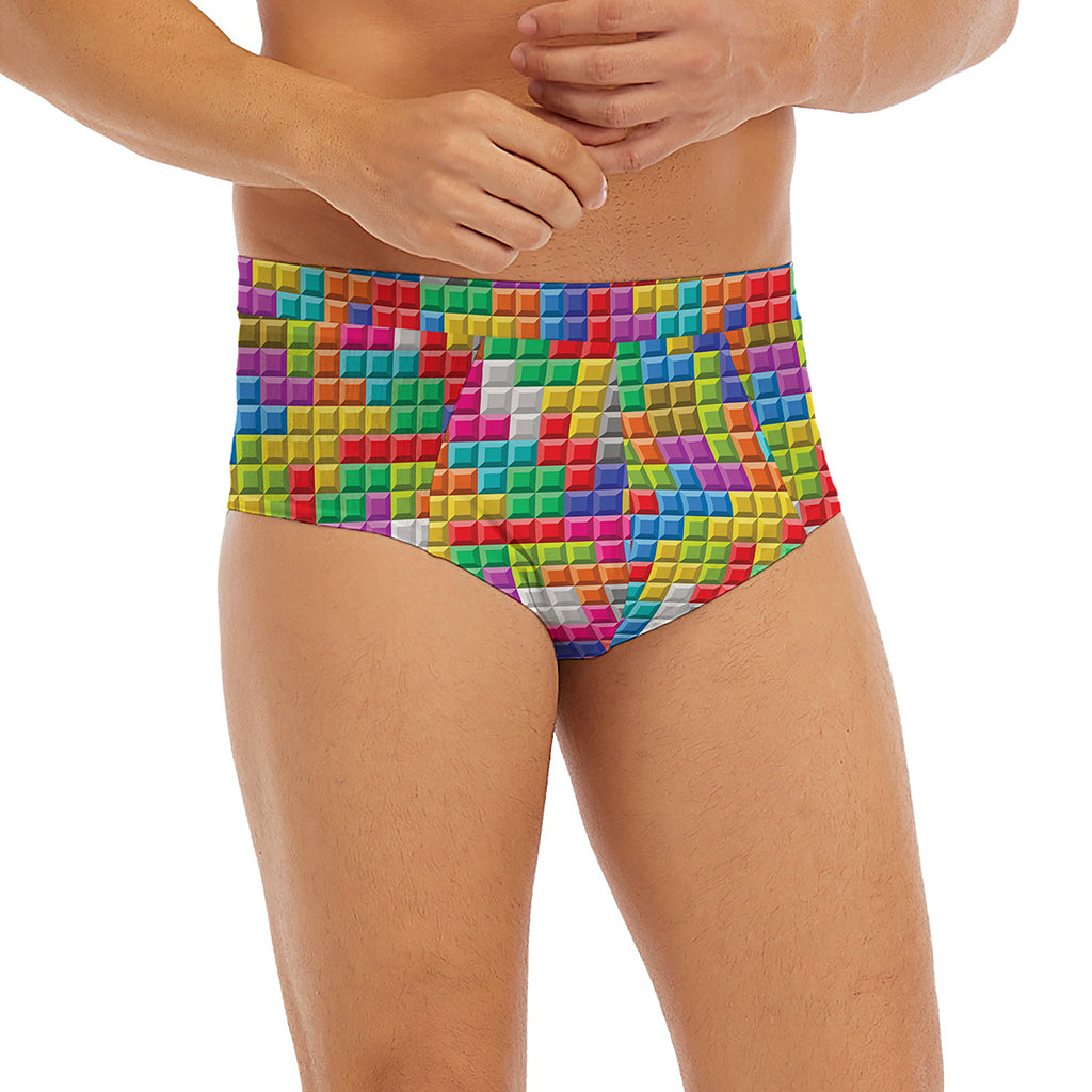 Colorful Brick Puzzle Game Pattern Print Men's Briefs