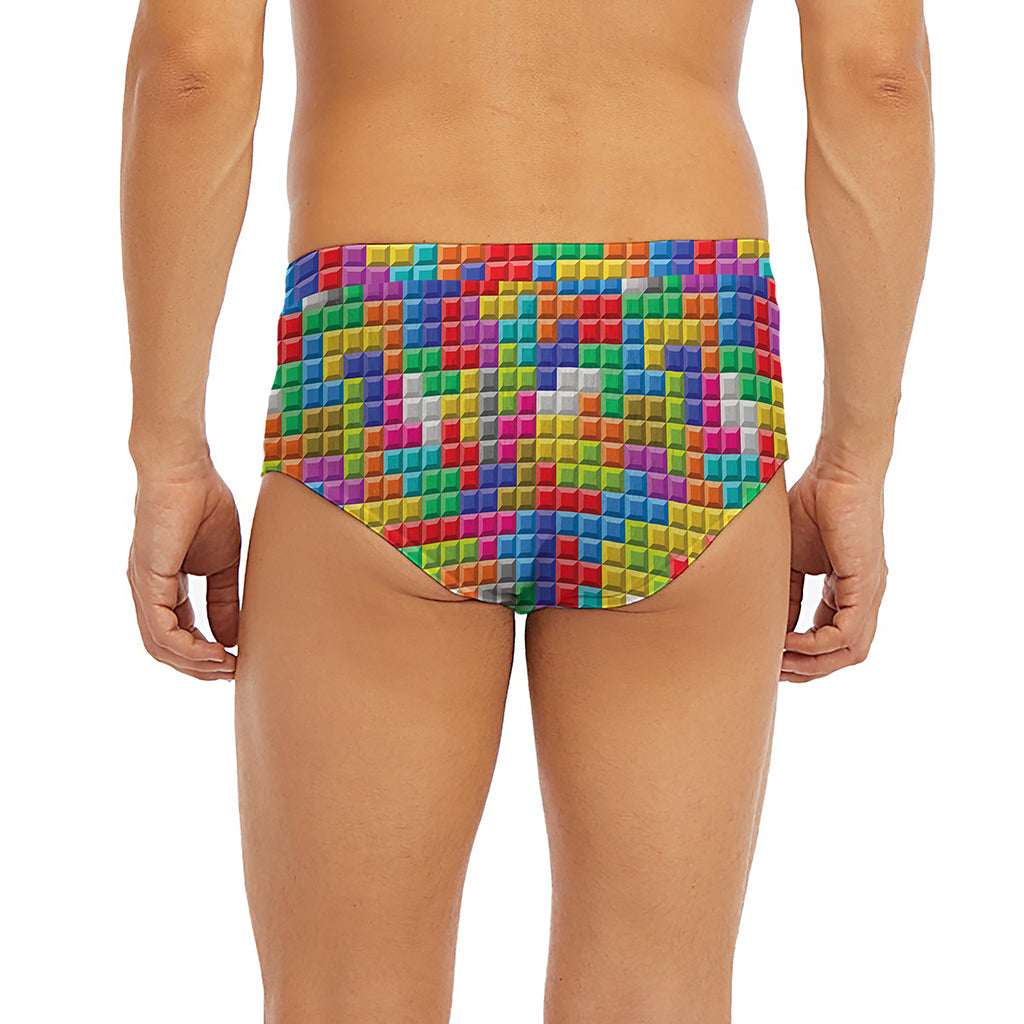 Colorful Brick Puzzle Game Pattern Print Men's Briefs