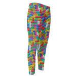 Colorful Brick Puzzle Game Pattern Print Men's Compression Pants
