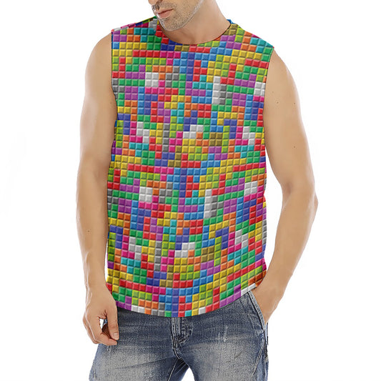 Colorful Brick Puzzle Game Pattern Print Men's Fitness Tank Top
