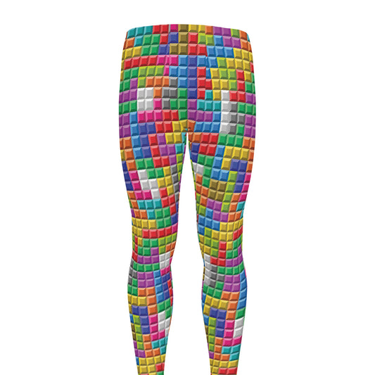 Colorful Brick Puzzle Game Pattern Print Men's leggings