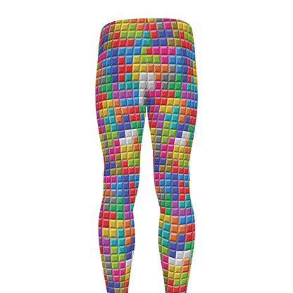 Colorful Brick Puzzle Game Pattern Print Men's leggings