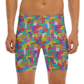 Colorful Brick Puzzle Game Pattern Print Men's Long Boxer Briefs
