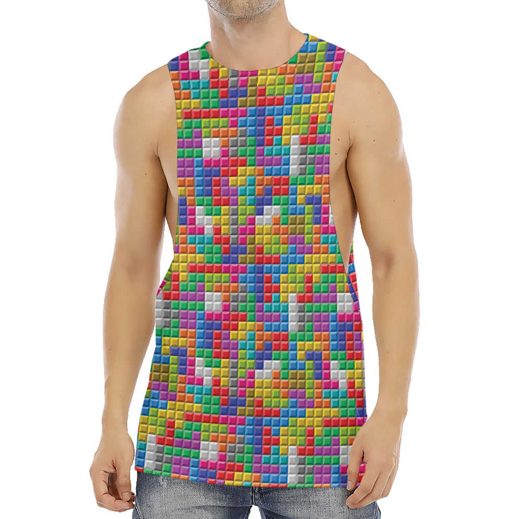 Colorful Brick Puzzle Game Pattern Print Men's Muscle Tank Top