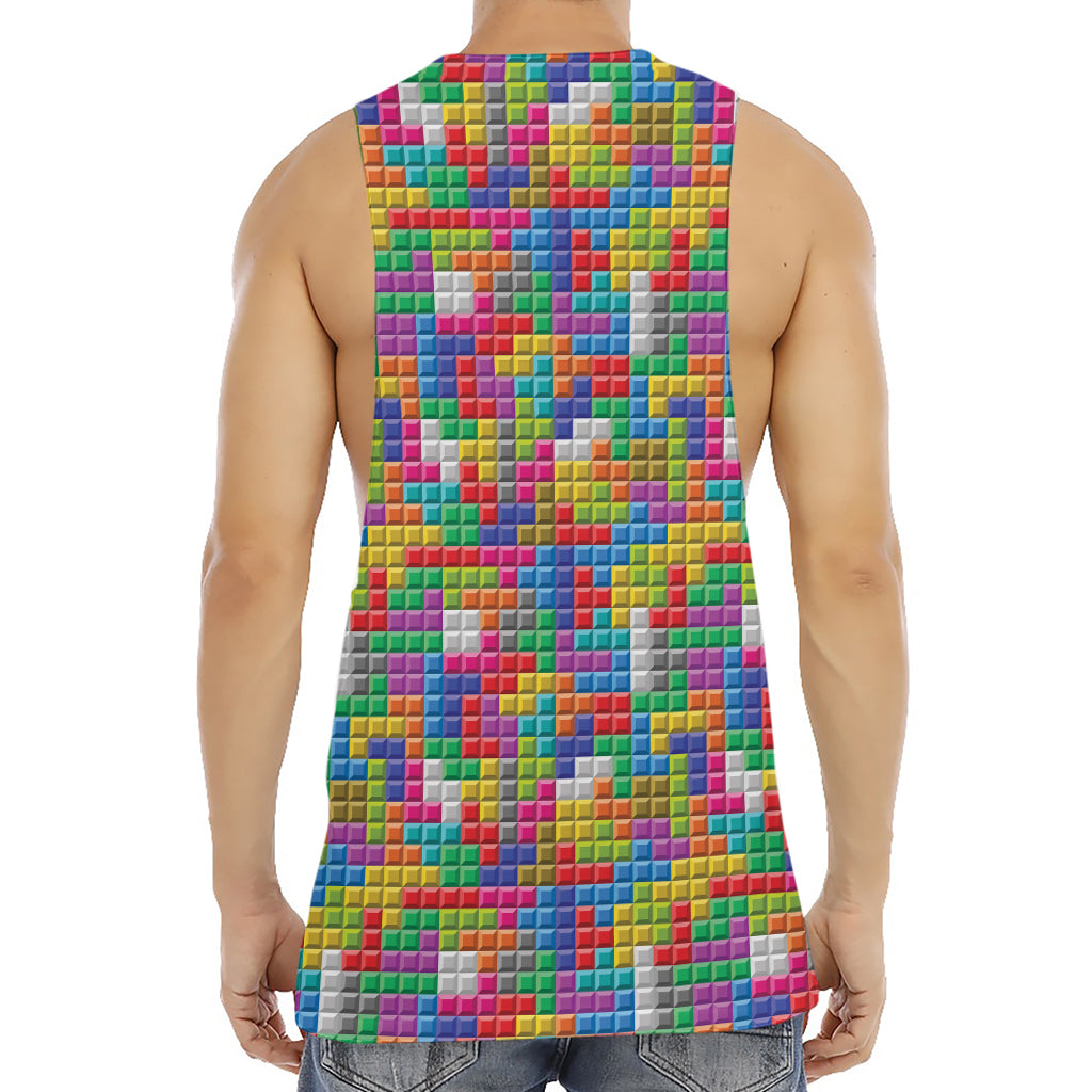 Colorful Brick Puzzle Game Pattern Print Men's Muscle Tank Top