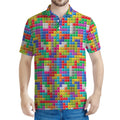 Colorful Brick Puzzle Game Pattern Print Men's Polo Shirt
