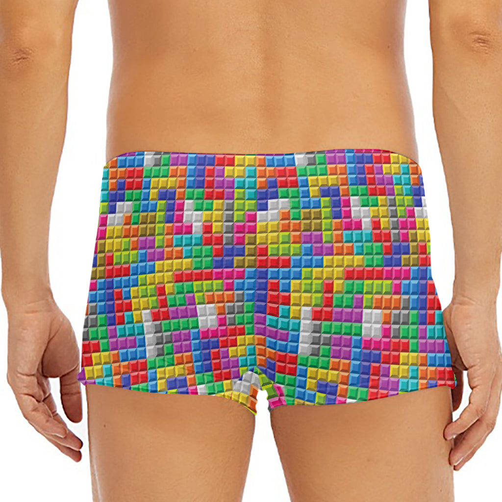 Colorful Brick Puzzle Game Pattern Print Men's Short Boxer Briefs