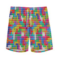 Colorful Brick Puzzle Game Pattern Print Men's Athletic Shorts