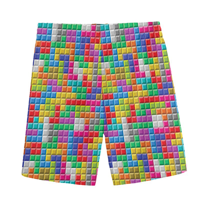 Colorful Brick Puzzle Game Pattern Print Men's Sports Shorts