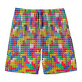 Colorful Brick Puzzle Game Pattern Print Men's Swim Trunks