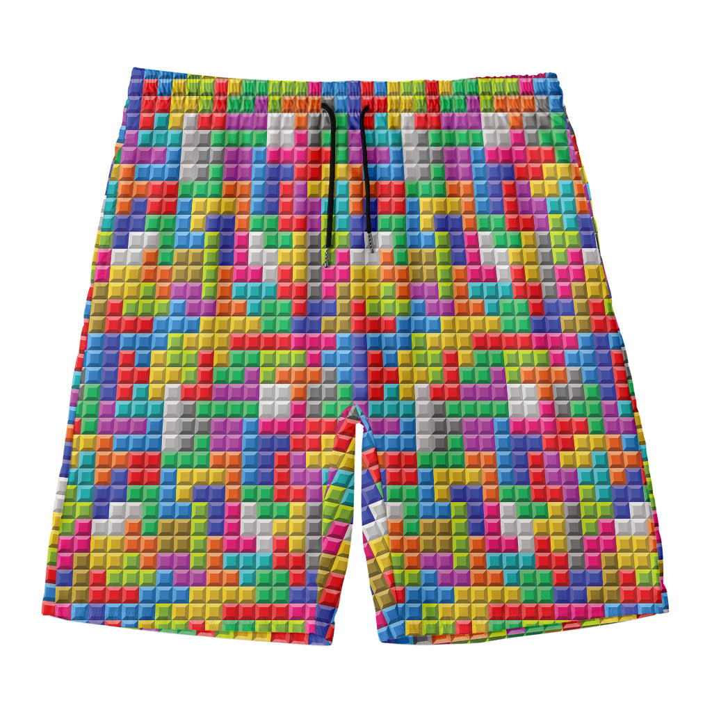 Colorful Brick Puzzle Game Pattern Print Men's Swim Trunks