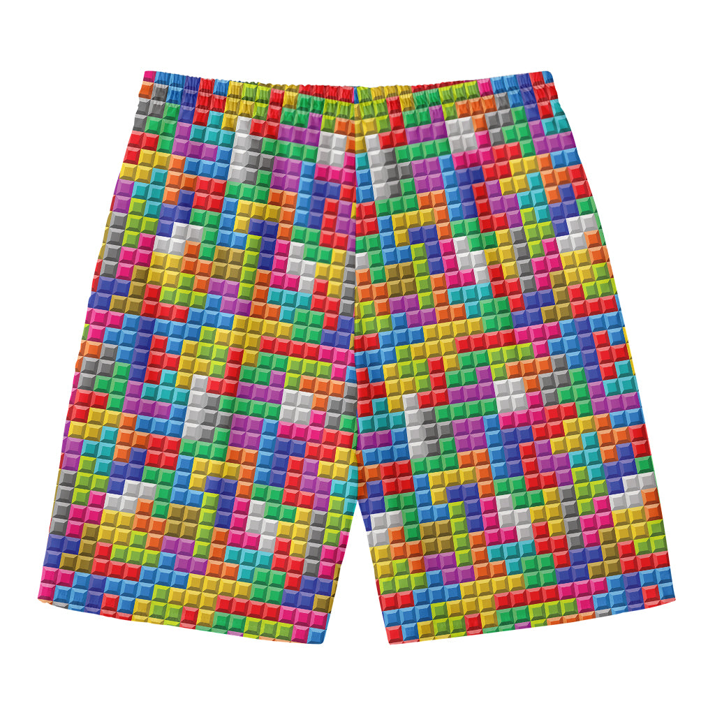 Colorful Brick Puzzle Game Pattern Print Men's Swim Trunks