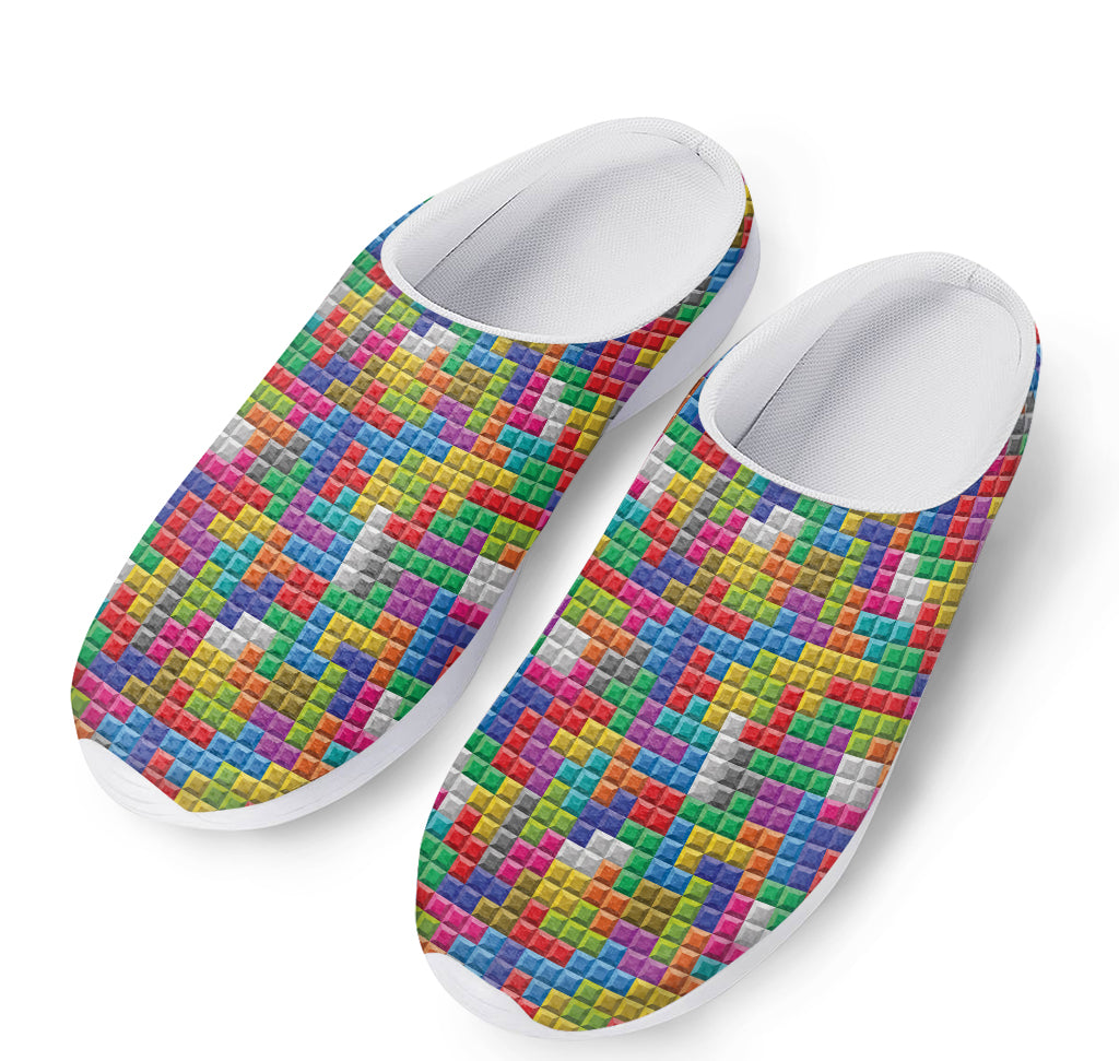 Colorful Brick Puzzle Game Pattern Print Mesh Casual Shoes