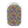 Colorful Brick Puzzle Game Pattern Print Mesh Laundry Hamper