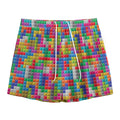 Colorful Brick Puzzle Game Pattern Print Mesh Shorts