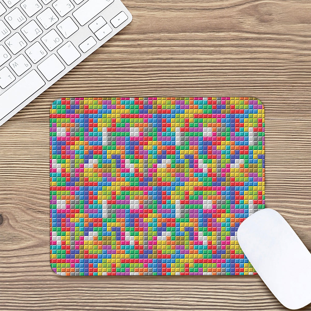 Colorful Brick Puzzle Game Pattern Print Mouse Pad