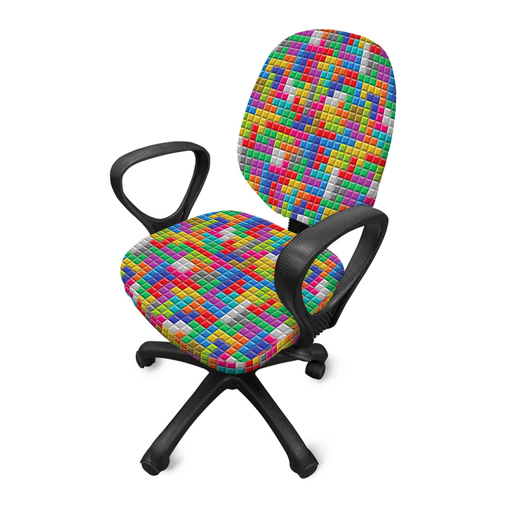 Colorful Brick Puzzle Game Pattern Print Office Chair Cover