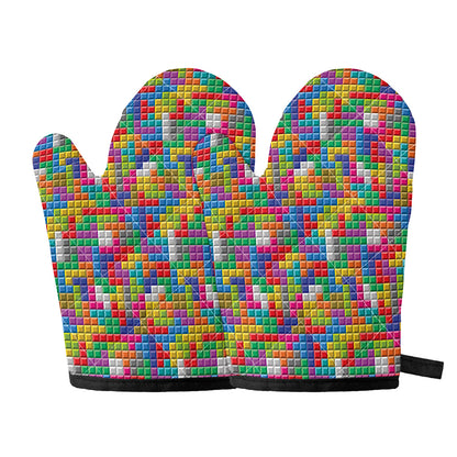 Colorful Brick Puzzle Game Pattern Print Oven Mitts