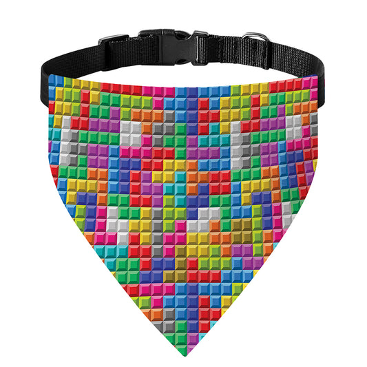 Colorful Brick Puzzle Game Pattern Print Over The Collar Dog Bandana