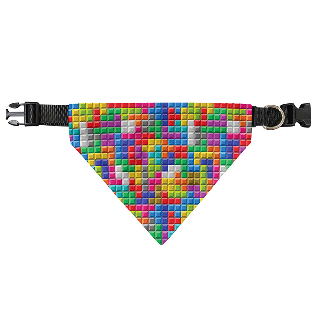 Colorful Brick Puzzle Game Pattern Print Over The Collar Dog Bandana