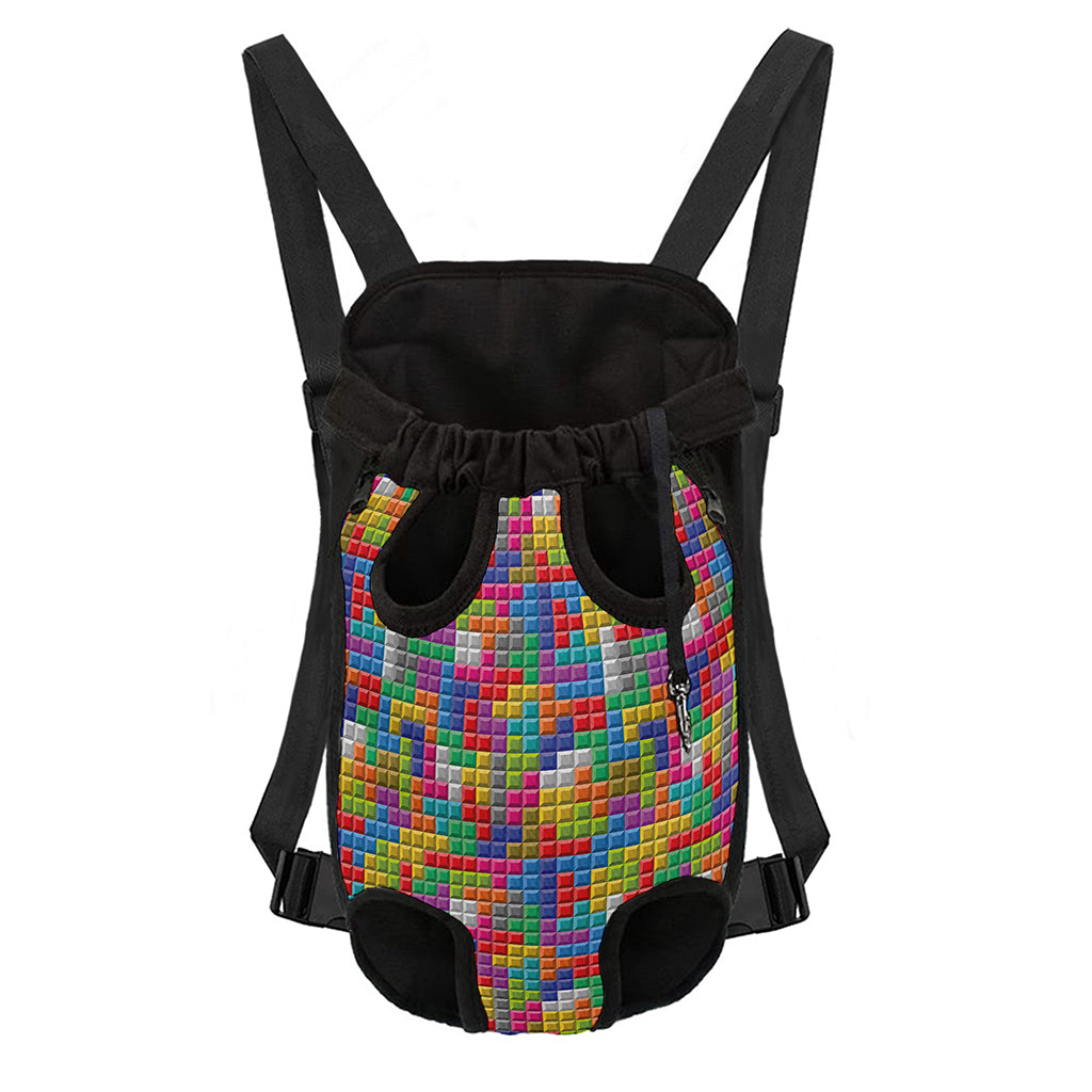 Colorful Brick Puzzle Game Pattern Print Pet Carrier Backpack