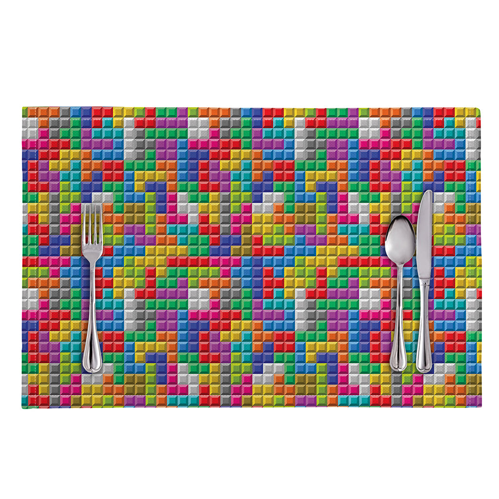 Colorful Brick Puzzle Game Pattern Print Placemat