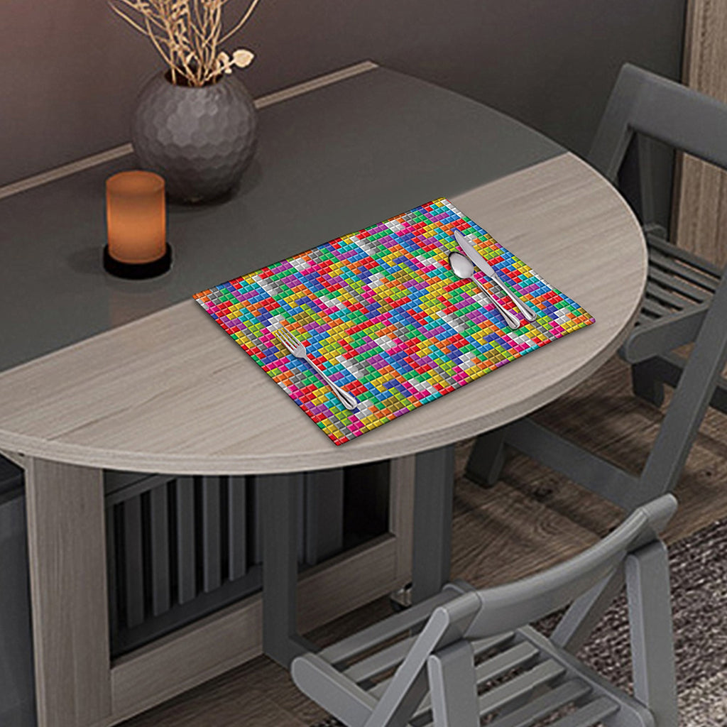 Colorful Brick Puzzle Game Pattern Print Placemat