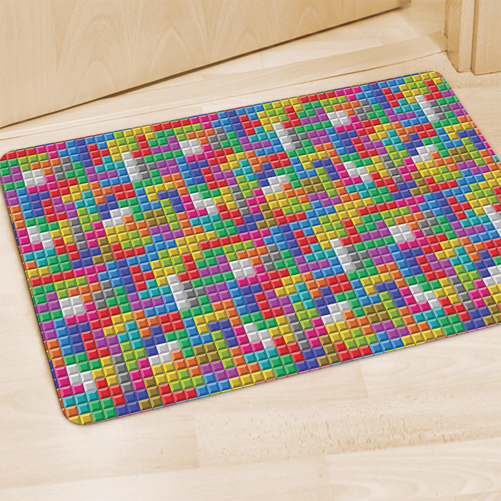 Colorful Brick Puzzle Game Pattern Print Polyester Doormat