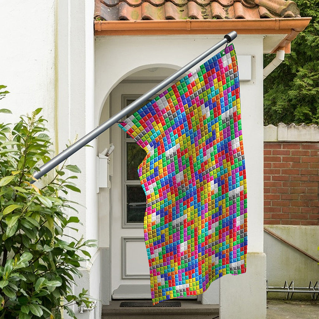 Colorful Brick Puzzle Game Pattern Print Polyester Flag
