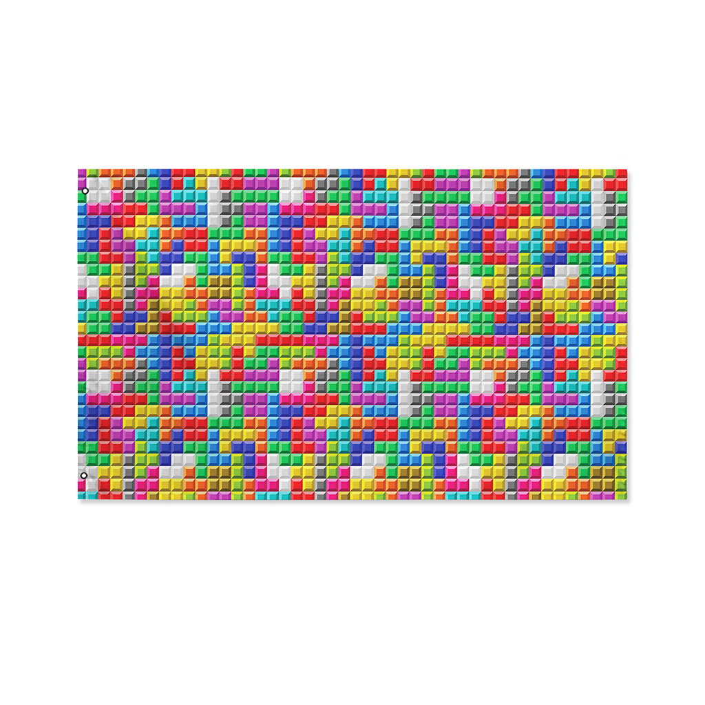 Colorful Brick Puzzle Game Pattern Print Polyester Flag