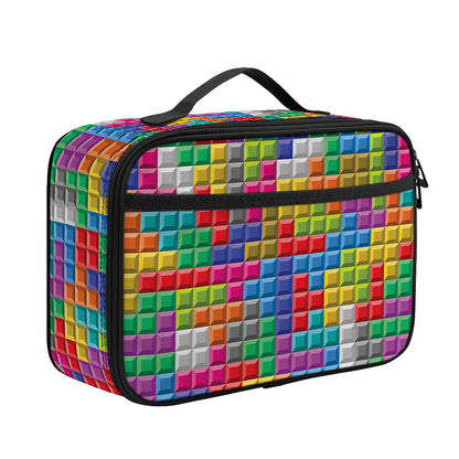 Colorful Brick Puzzle Game Pattern Print Portable Lunch Bag