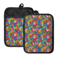 Colorful Brick Puzzle Game Pattern Print Pot Holders With Pocket