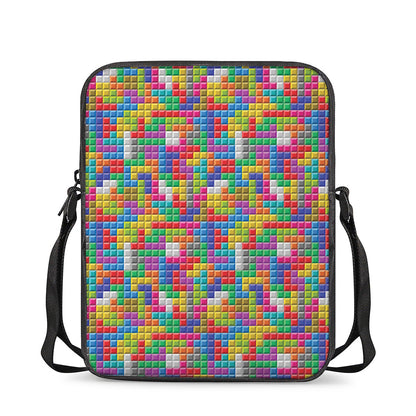Colorful Brick Puzzle Game Pattern Print Rectangular Crossbody Bag