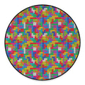 Colorful Brick Puzzle Game Pattern Print Round Floor Mat
