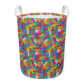 Colorful Brick Puzzle Game Pattern Print Round Laundry Basket