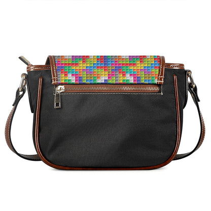 Colorful Brick Puzzle Game Pattern Print Saddle Bag
