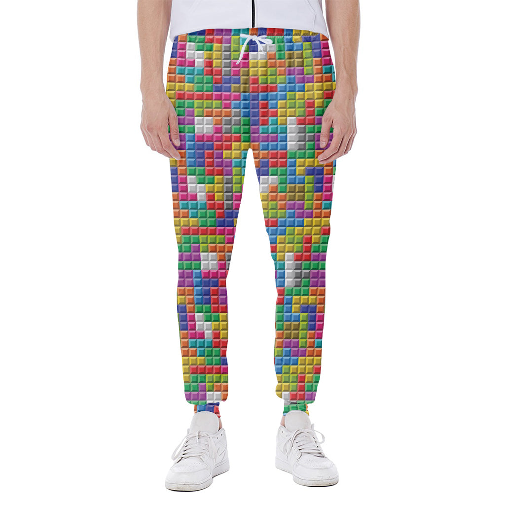 Colorful Brick Puzzle Game Pattern Print Scuba Joggers