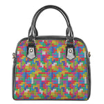 Colorful Brick Puzzle Game Pattern Print Shoulder Handbag