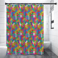 Colorful Brick Puzzle Game Pattern Print Shower Curtain
