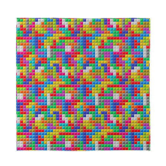 Colorful Brick Puzzle Game Pattern Print Silk Bandana