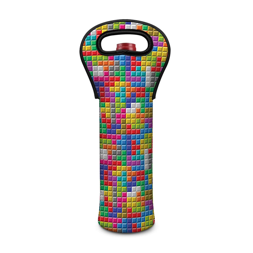 Colorful Brick Puzzle Game Pattern Print Single Neoprene Wine Tote