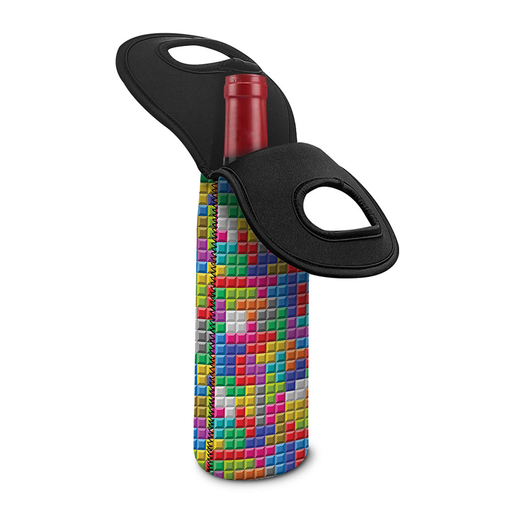 Colorful Brick Puzzle Game Pattern Print Single Neoprene Wine Tote