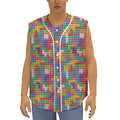 Colorful Brick Puzzle Game Pattern Print Sleeveless Baseball Jersey